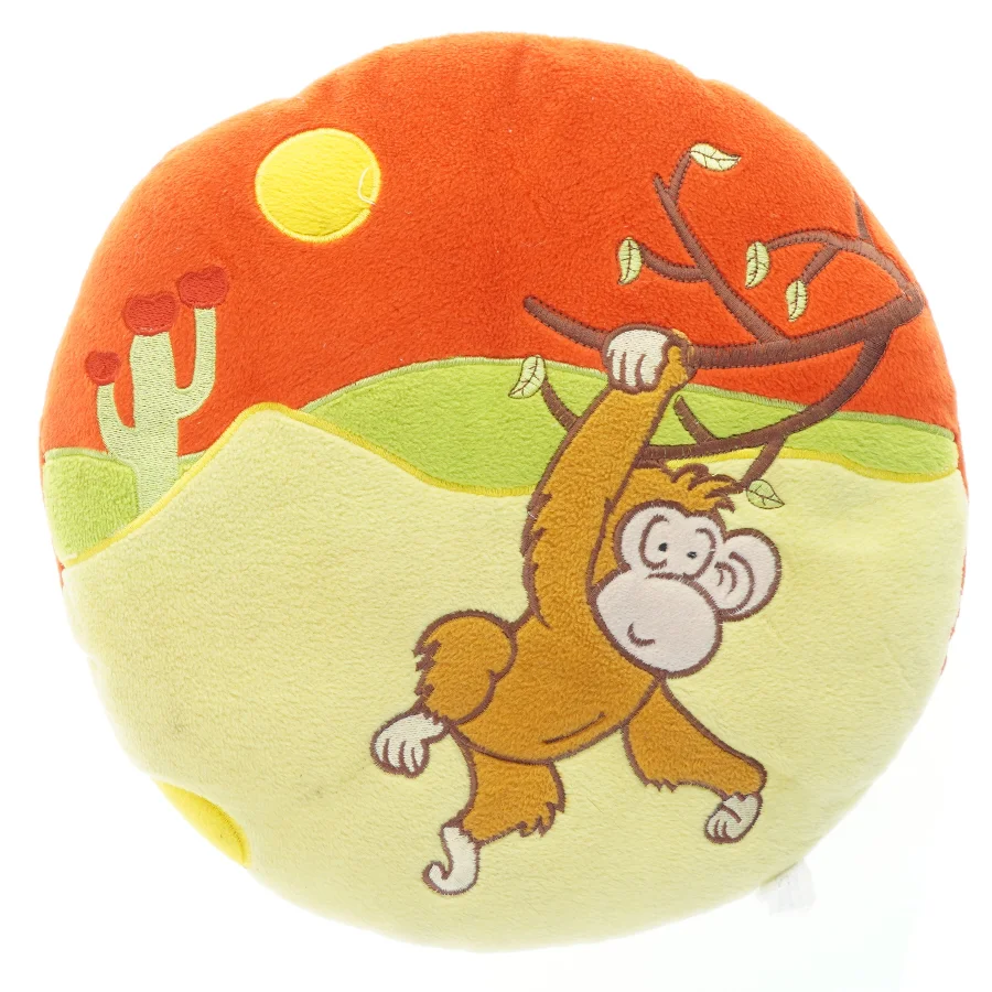 Rund pude med abemotiv (str. Ø 30 cm)