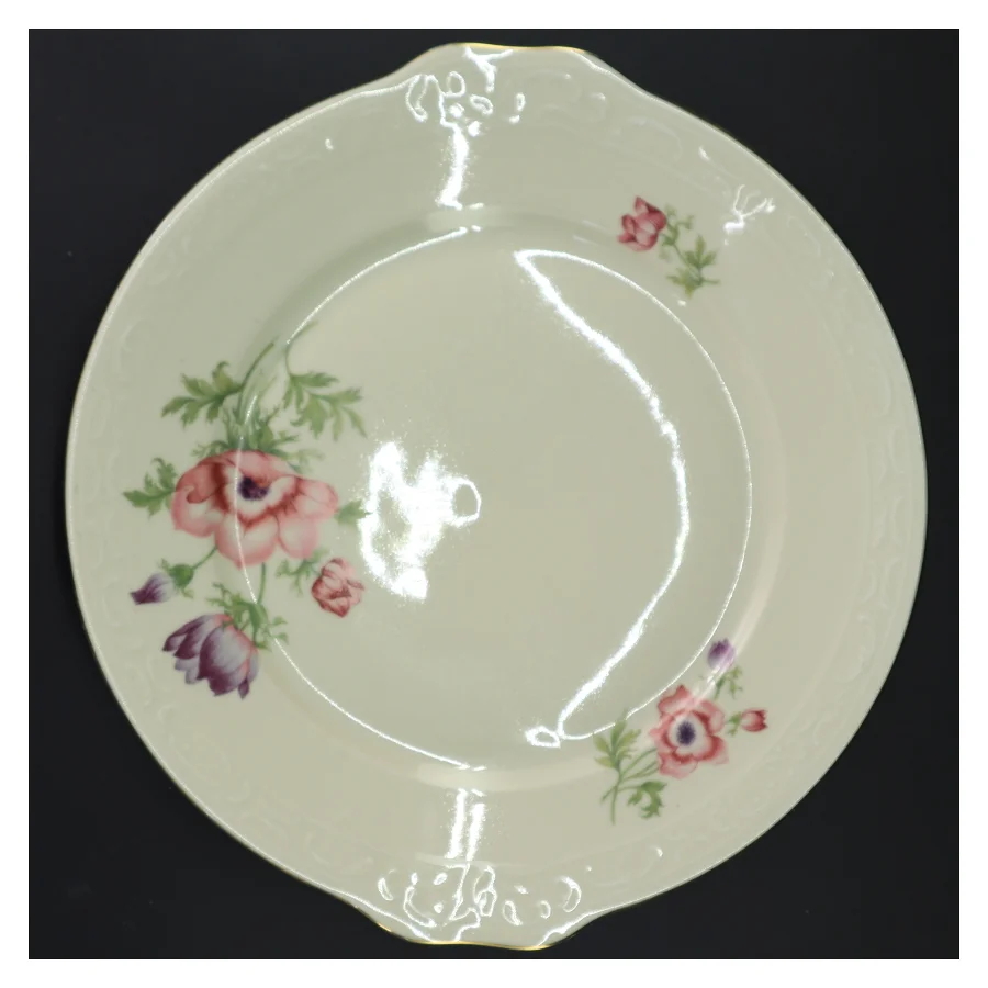 Porcelain serveringsfad med blomstermønster (str. Ø 27 cm)