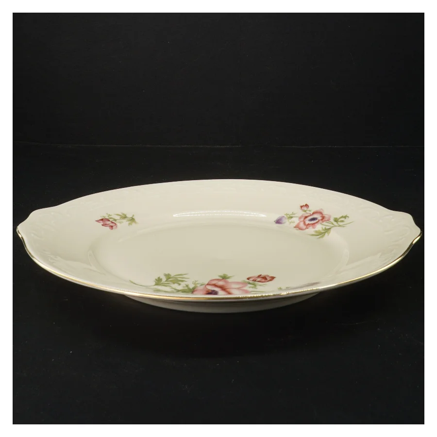 Porcelain serveringsfad med blomstermønster (str. Ø 27 cm)