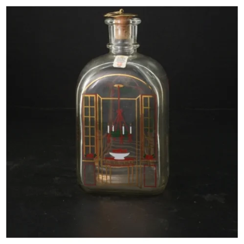 Glasflaske med julemotiv fra Holmegaard (str. 7x9x20 cm)