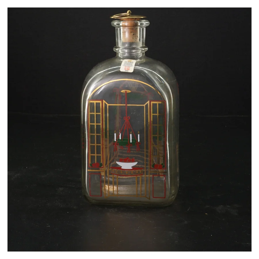 Glasflaske med julemotiv fra Holmegaard (str. 7x9x20 cm)