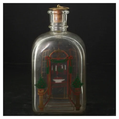 Glasflaske med julemotiv fra Holmegaard (str. 7x9x20 cm)
