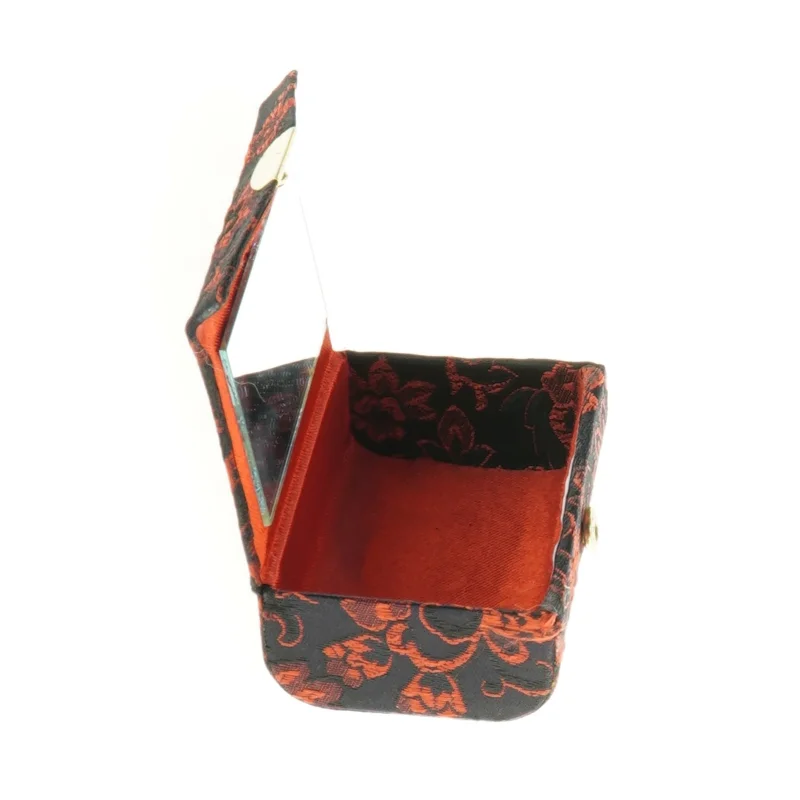 Broderet pung med spejl (str. 9 x 6 x 3 cm)