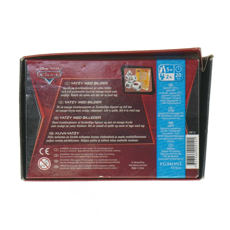 Yatzy spil, Disney Cars tema (str. 16 x 11 cm)