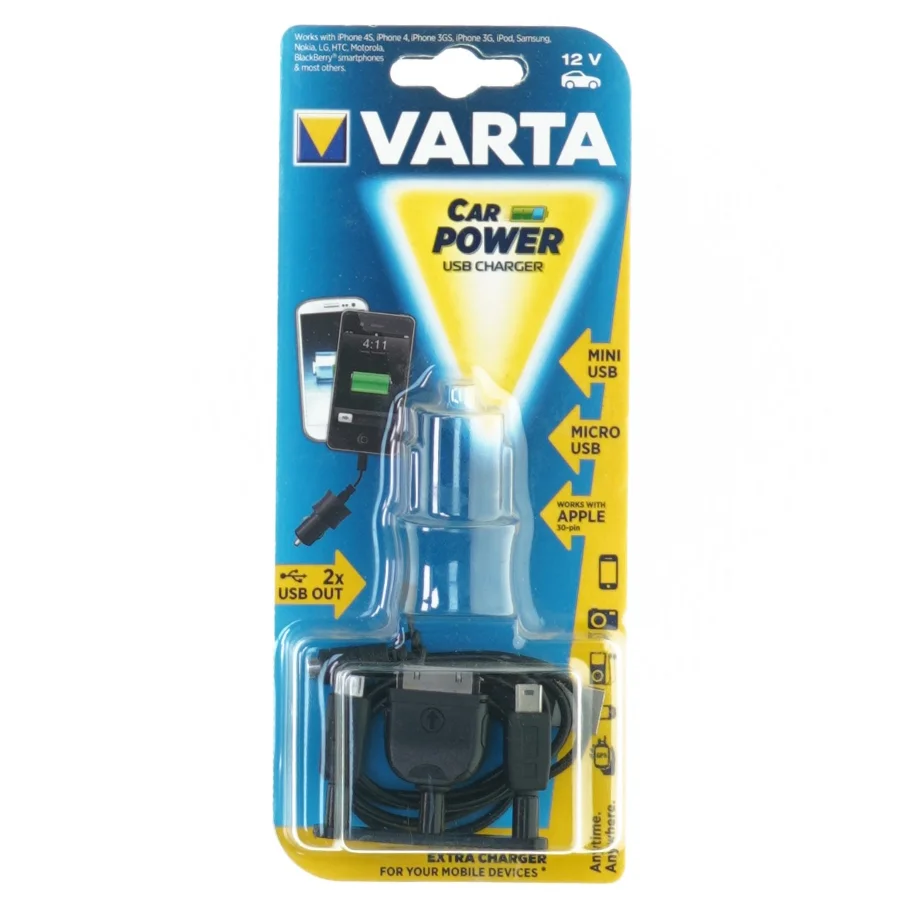 Oplader til bil fra Varta (str. 23 x 10 cm)