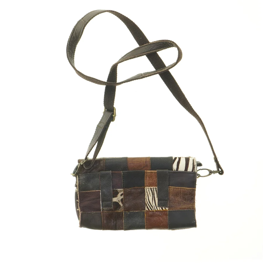 Patchwork læder skuldertaske (str. 21x13 cm)