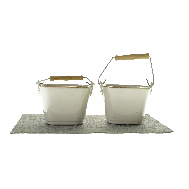 Urtepotter med træhåndtag til potte plantning (2 styks)