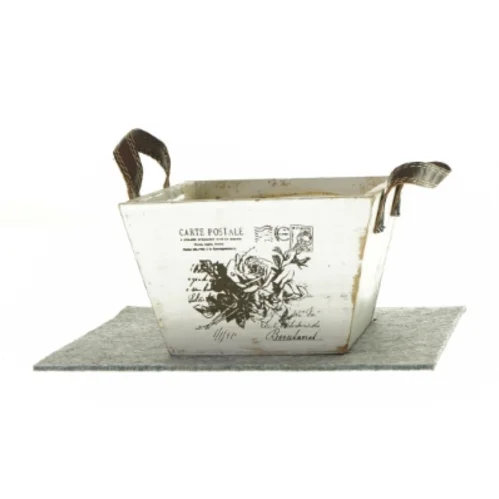 Urtepotte i træ med design og håndtag til potte plantning