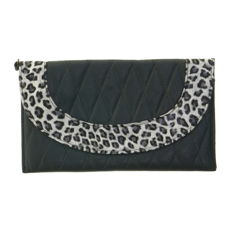 Sort pung med leoparddesign (str. 24x14 cm)