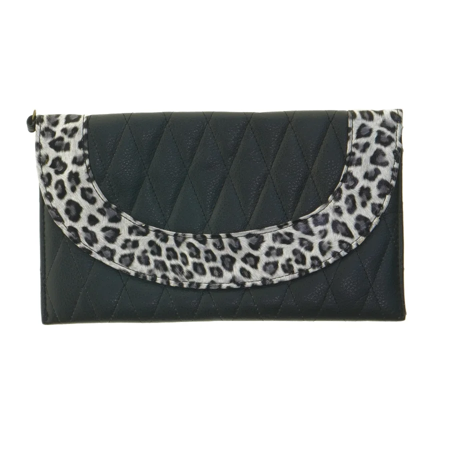 Sort pung med leoparddesign (str. 24x14 cm)