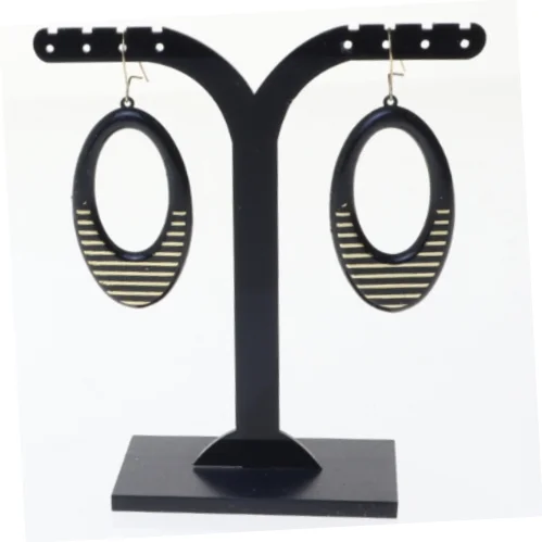 Øreringe med guldstriber (str. 4 x 2 komma 3 se m)