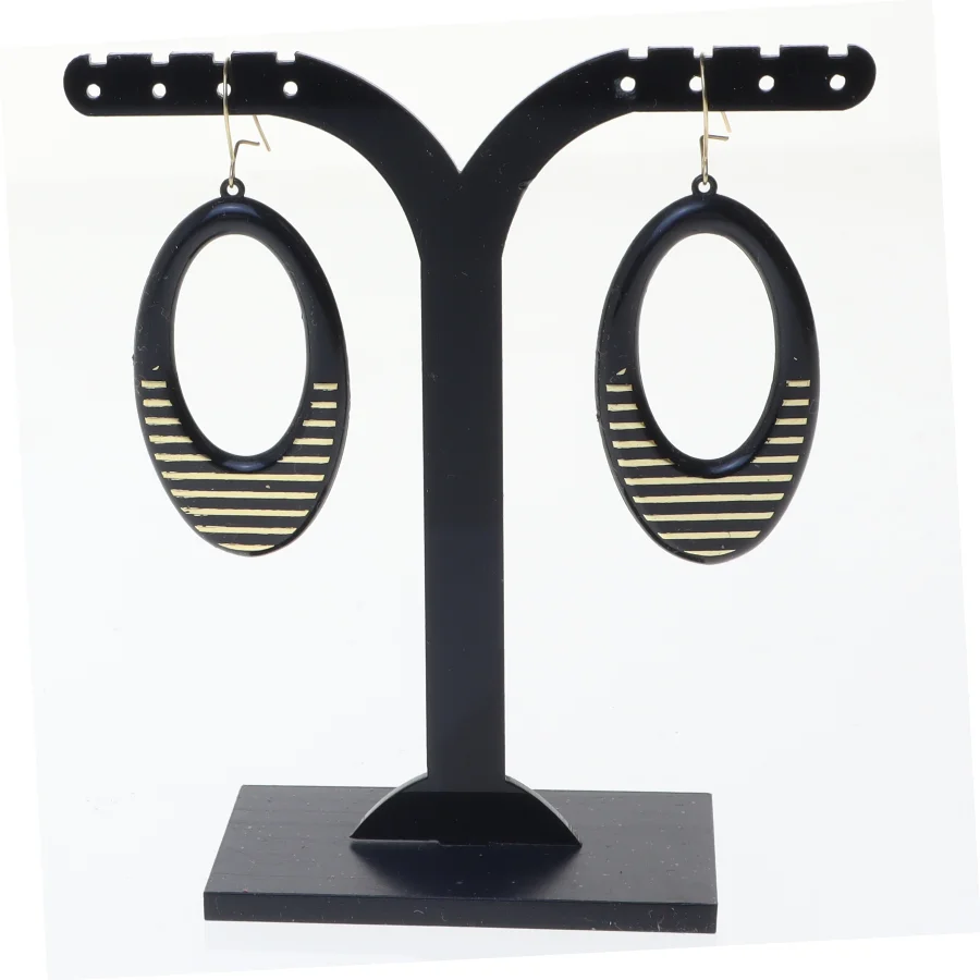 Øreringe med guldstriber (str. 4 x 2 komma 3 se m)