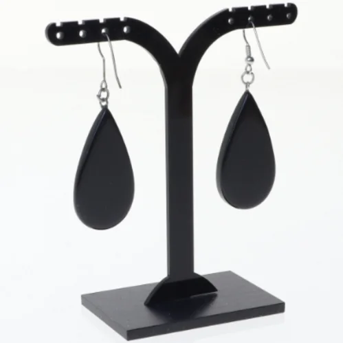 Øreringe, Dråbeformet, Sort og Hvid (str. 6 x 2 cm)