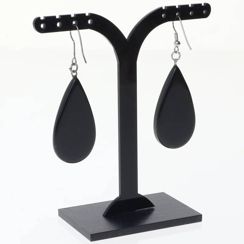 Øreringe, Dråbeformet, Sort og Hvid (str. 6 x 2 cm)