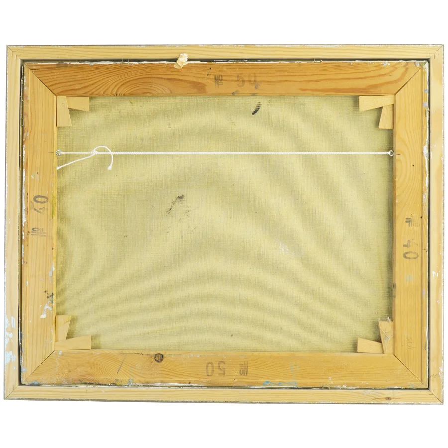 Oljemaleri af havneudsigt (str. 54 x 44 cm)