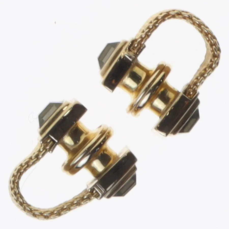 Guld manchetknapper med sort sten (str. En komma 8 x en komma 8 x nul komma 7 cm)