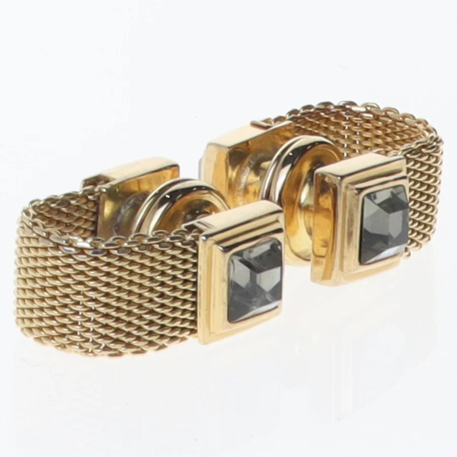 Guld manchetknapper med sort sten (str. En komma 8 x en komma 8 x nul komma 7 cm)