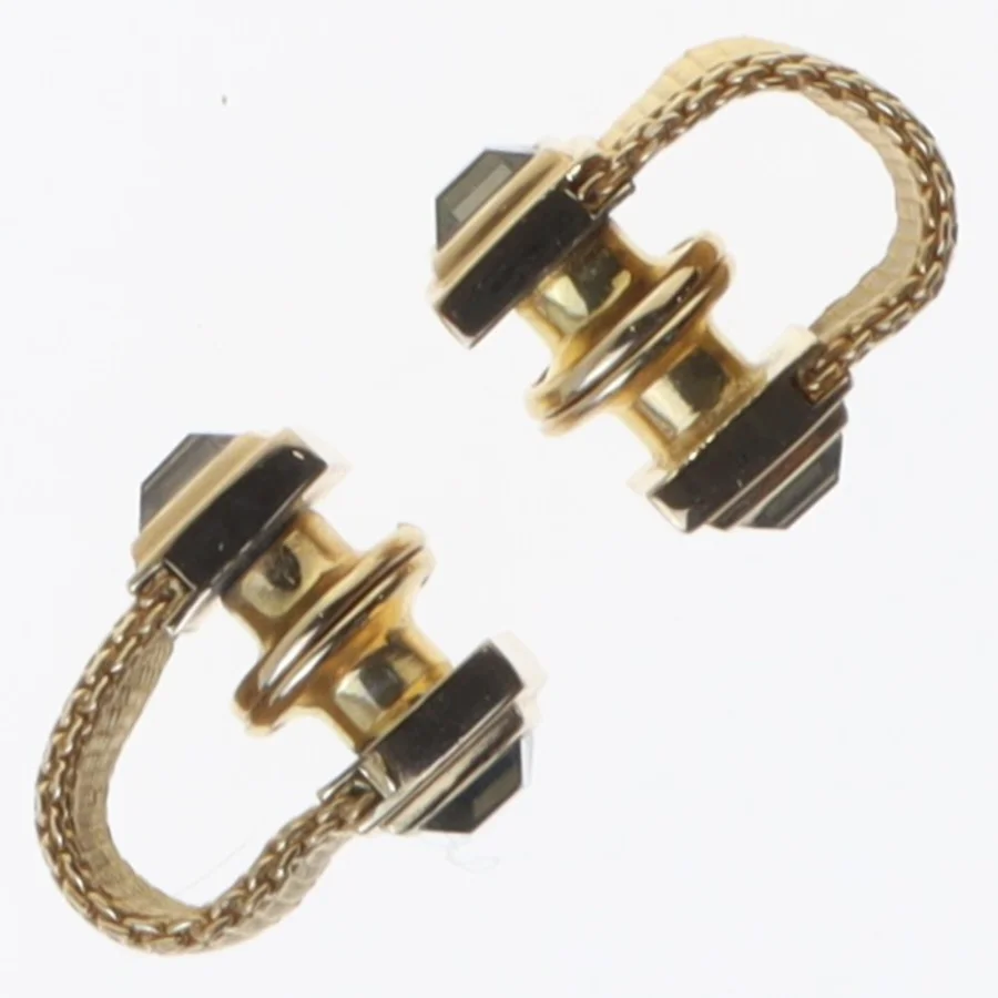 Guld manchetknapper med sort sten (str. En komma 8 x en komma 8 x nul komma 7 cm)