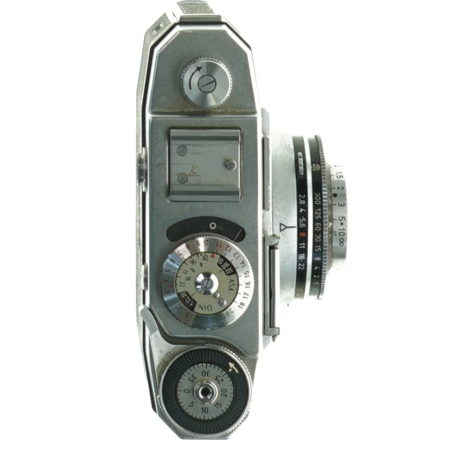 Vintage kamera med læderetui fra Zeiss Ikon (str. 12 cm x 8 cm)