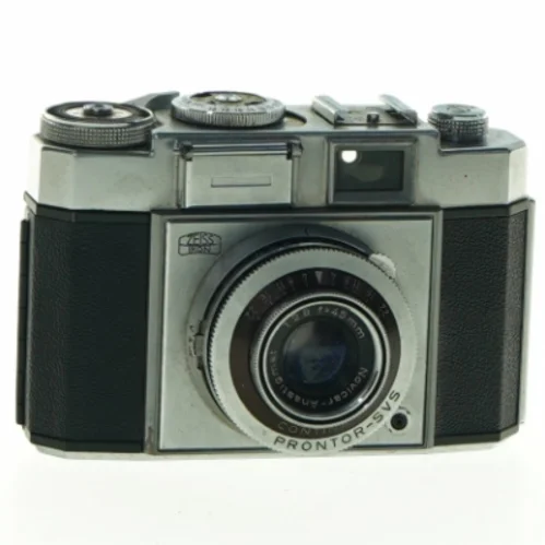 Vintage kamera med læderetui fra Zeiss Ikon (str. 12 cm x 8 cm)