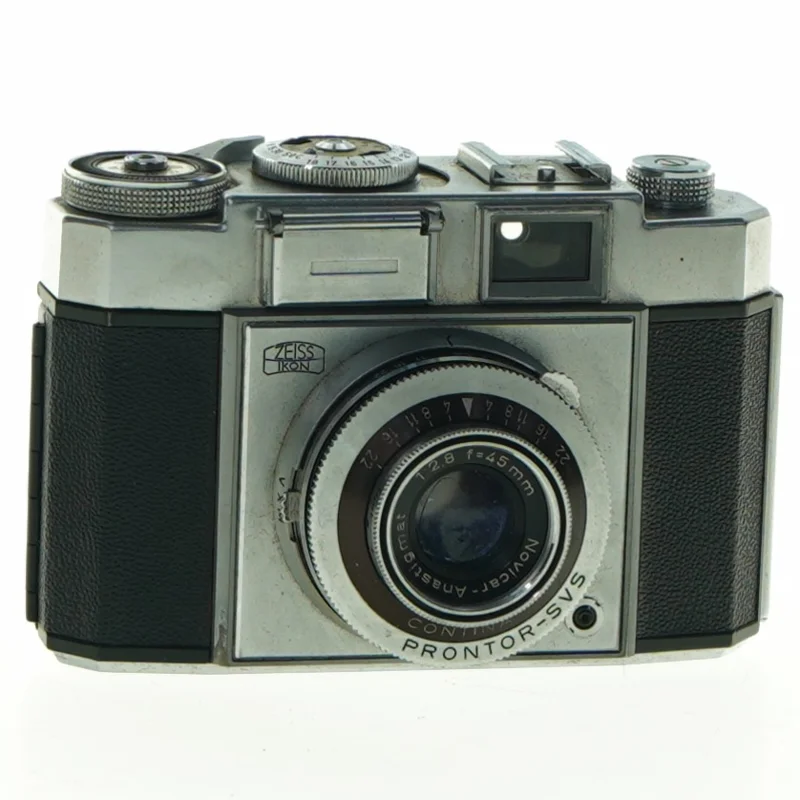 Vintage kamera med læderetui fra Zeiss Ikon (str. 12 cm x 8 cm)