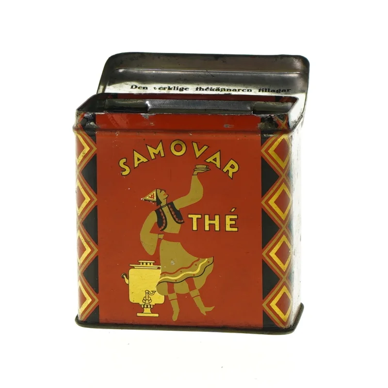 Dåse med print fra Lundgren (str. LBH: 10,5x7x11cm)