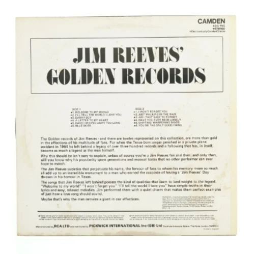 Jim Reeves' Golden Records vinyl album