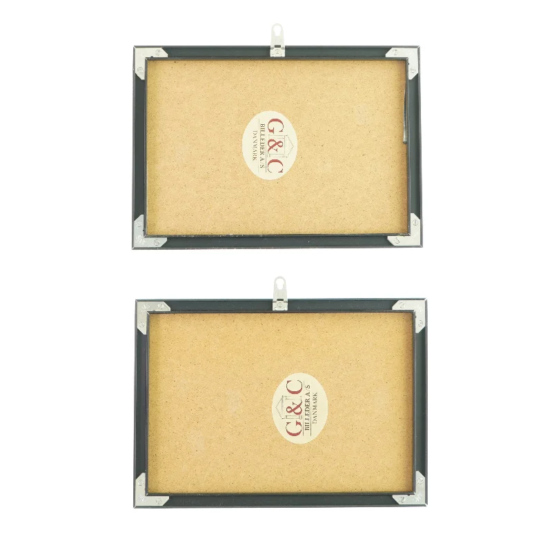 2 billeder i et trærammer (str. LB: 30 x 21,5 cm)