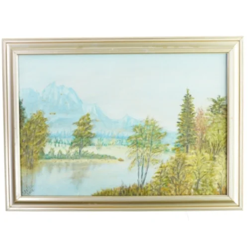 Maleri i ramme natur billede  Ukendt (str. LB:62,5x46cm)