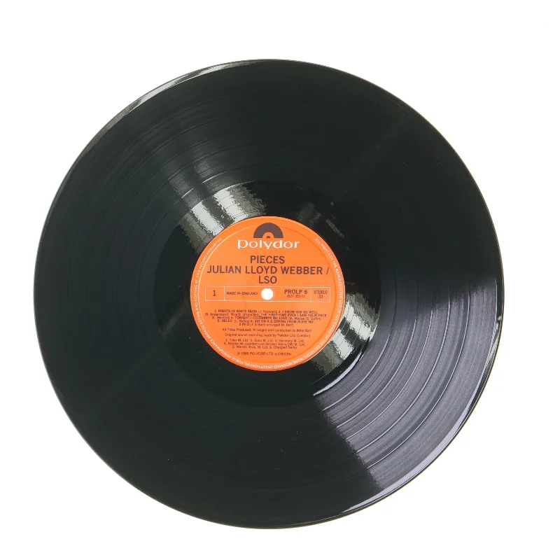 Vinylplade: Pieces af Julian Lloyd Webber og The London Symphony Orchestra fra Polydor