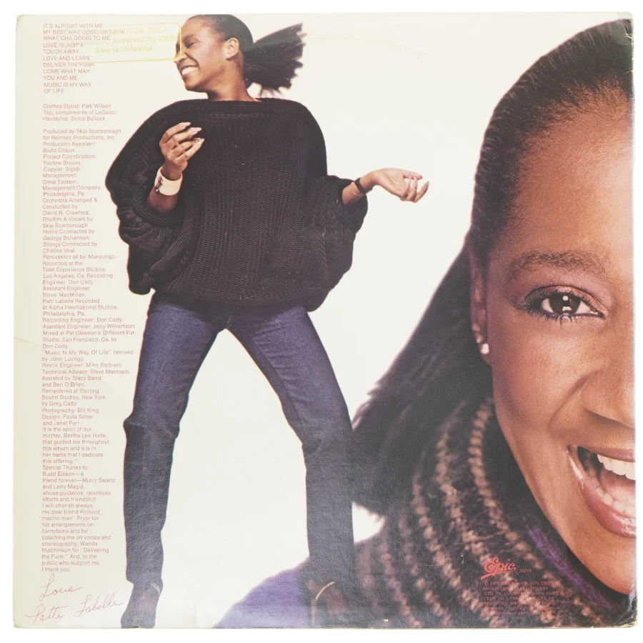 Patti LaBelle LP - It's Alright with Me fra Epic (str. 31x31 cm)