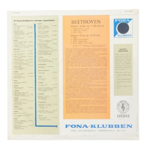 Beethoven LP fra Fona-Klubben fra Fona-Klubben