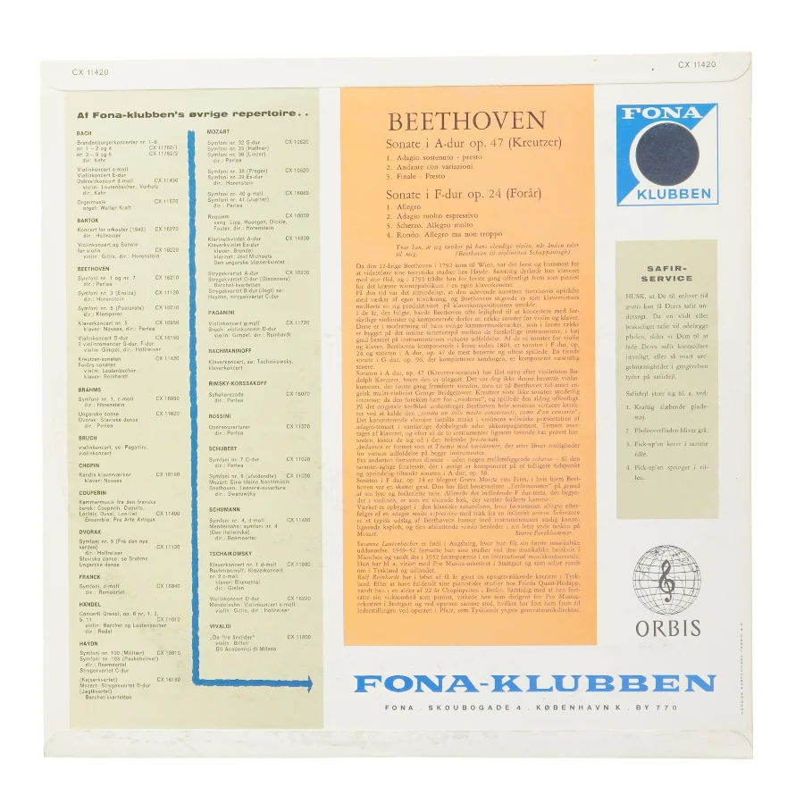 Beethoven LP fra Fona-Klubben fra Fona-Klubben