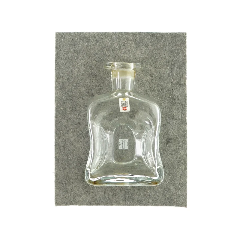 Glasflaske fra Holmegaard (str. LBH: 10x6x16 cm )