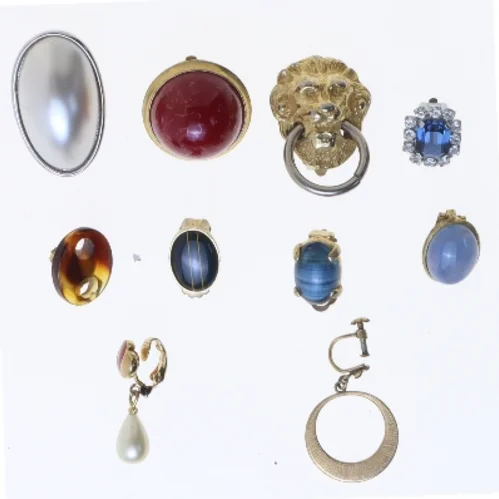 Lot med 10 vintage clip-on øreringe (str. 10 stk 3,5-1,5 cm)