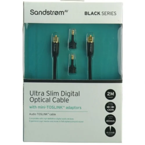 Sandstrøm Ultra Slim Digital Optisk Kabel med mini-TOSLINK adaptere fra Sandstrøm (str. 20 x 14 cm)