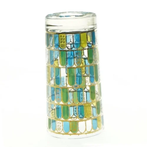 Dekoreret glasvase (str. 14 x 7 cm)