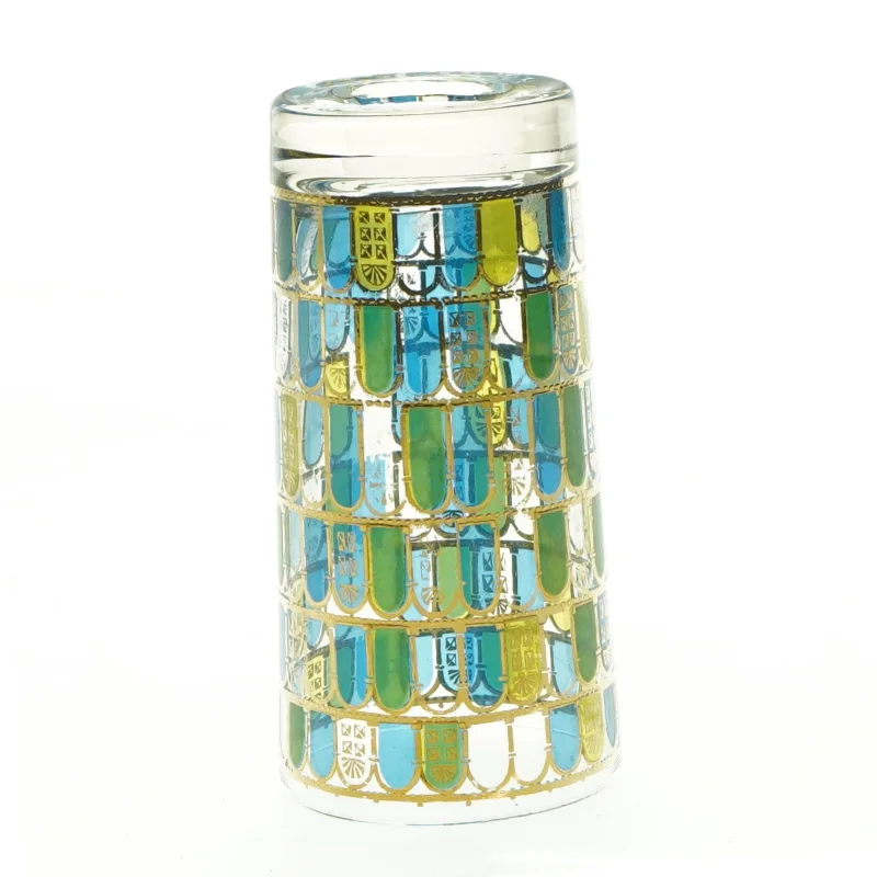 Dekoreret glasvase (str. 14 x 7 cm)