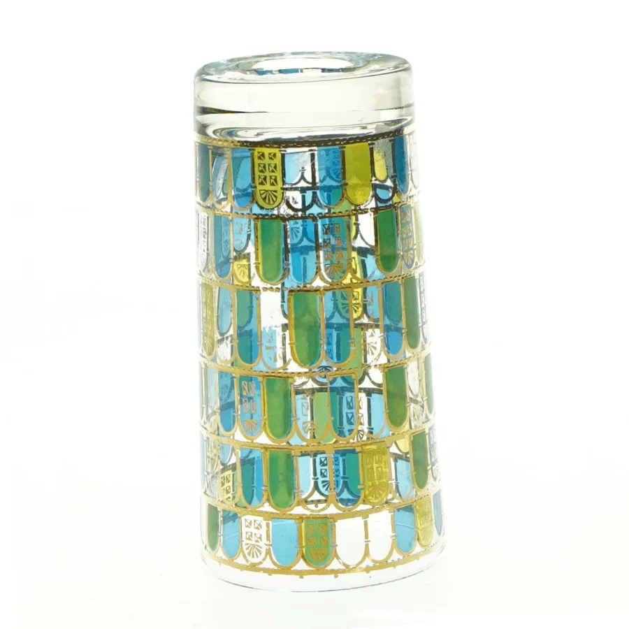 Dekoreret glasvase (str. 14 x 7 cm)