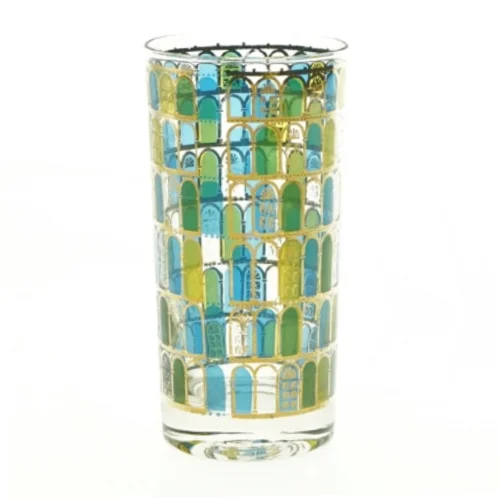 Dekoreret glasvase (str. 14 x 7 cm)