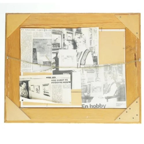 Maleri af kirke i ramme (str. 53x43 cm)