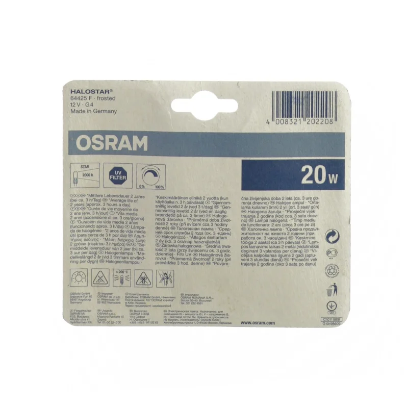 Halogen pære (2 stk) fra Osram (str. 20W)