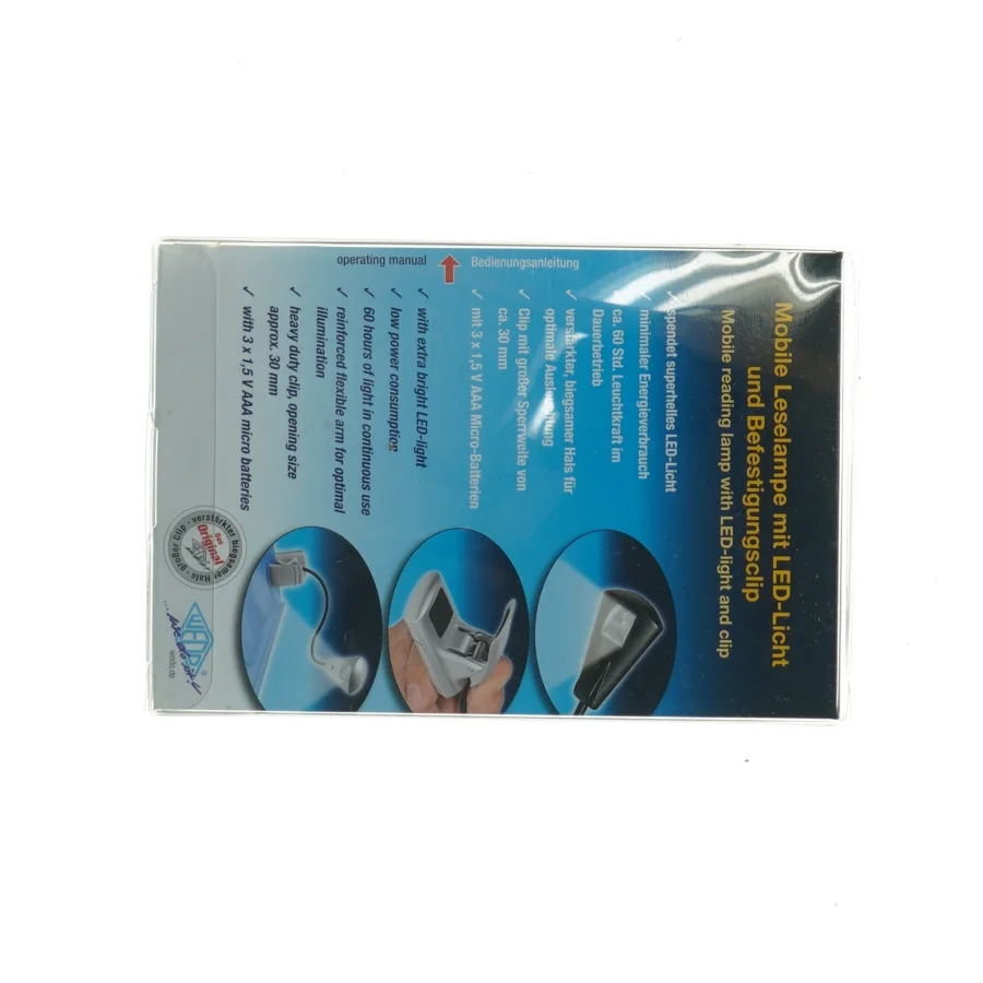 LED læselampe med klemme (str. 14,5 x 10 x 4,5 cm)