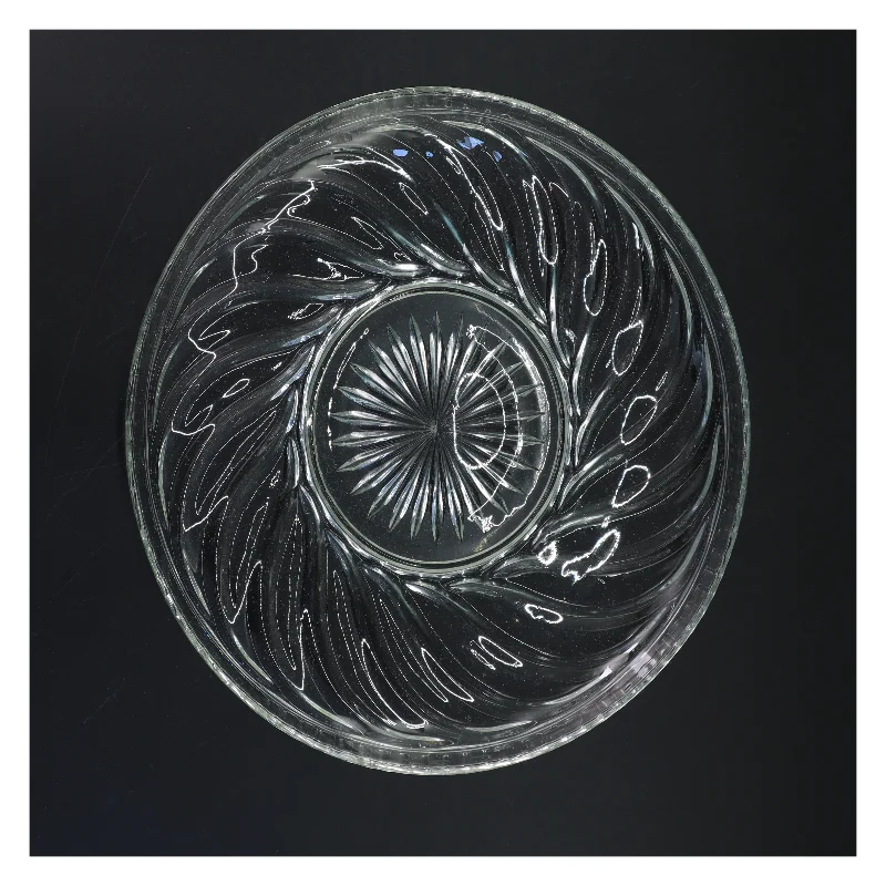 Glas fad med mønster (str. Ø 29,5 cm)