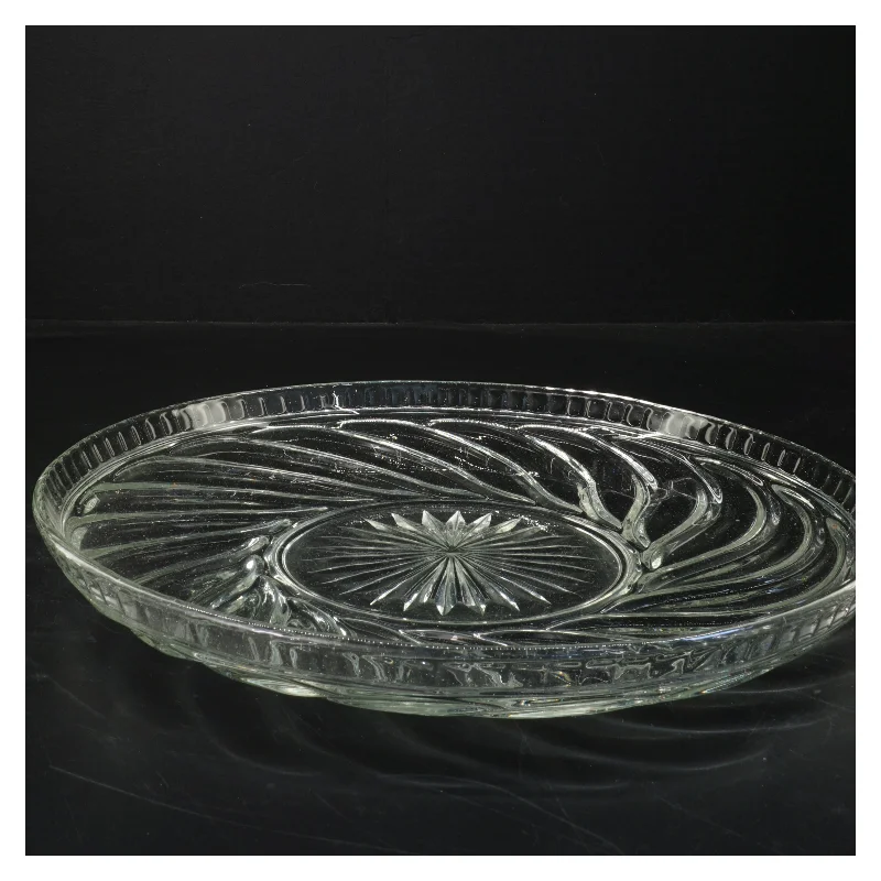 Glas fad med mønster (str. Ø 29,5 cm)