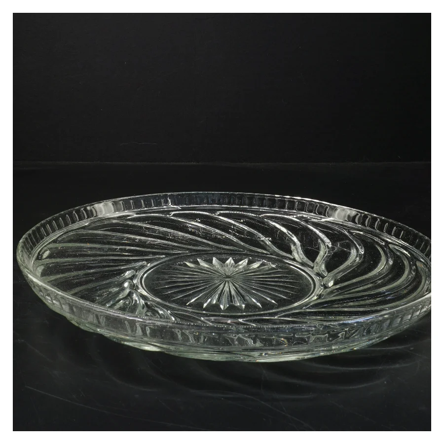 Glas fad med mønster (str. Ø 29,5 cm)