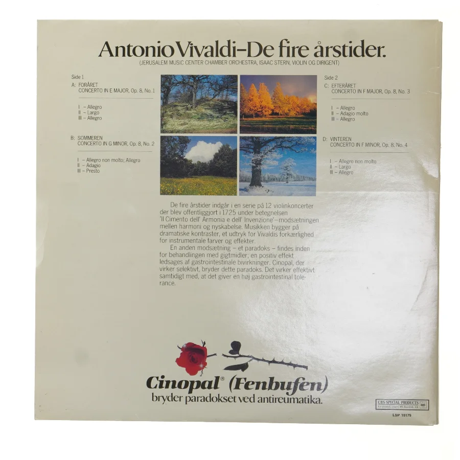 Antonio Vivaldi - De fire årstider LP fra CBS