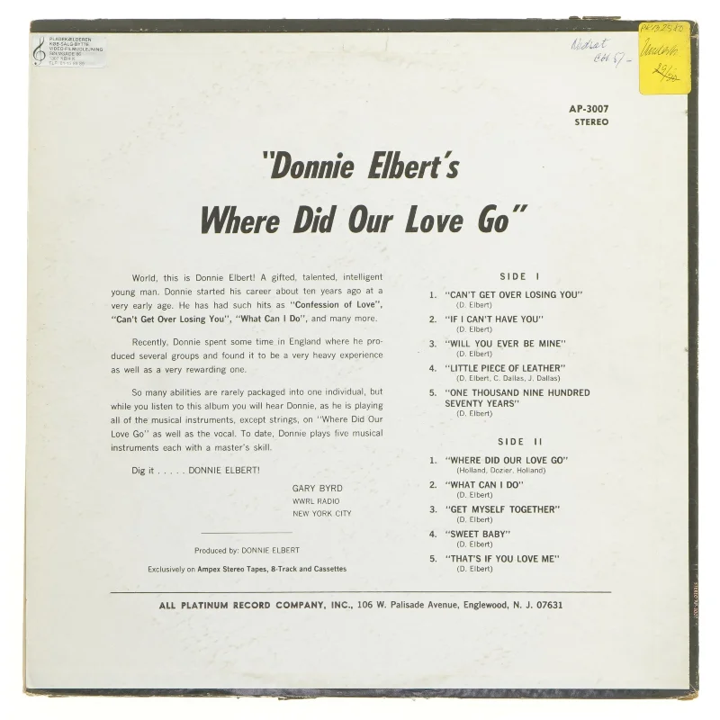 Donnie Elbert - Where Did Our Love Go vinylalbum