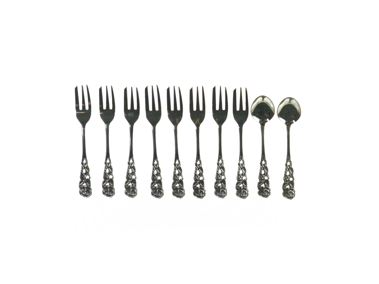 Bestik (8 gafler og 2 skeer) fra Ukendt (str. L: 12cm og L: 12,5cm)