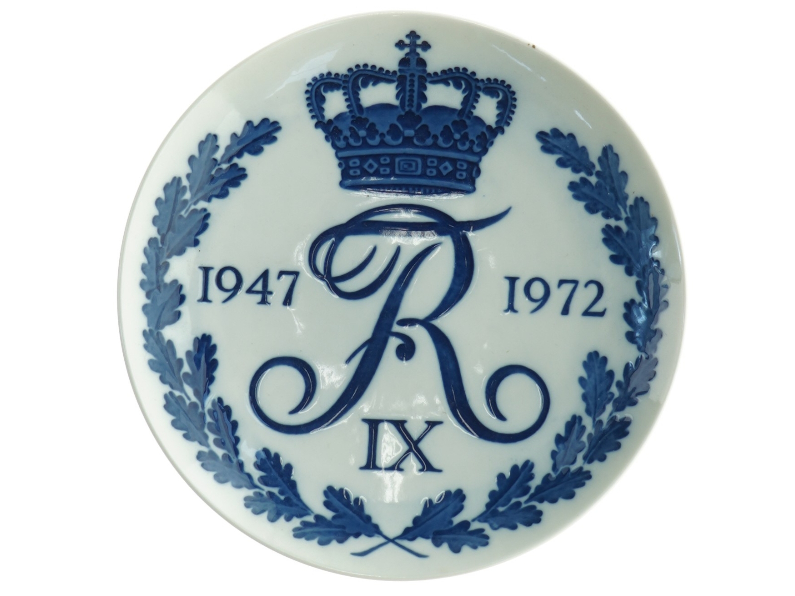 Tallerken jubilæum 1947-1972 Frederik IX fra Royal Copenhagen (str. Diameter 18 cm)